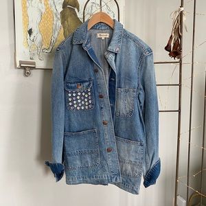 Madewell floral embroidered denim chore jacket
